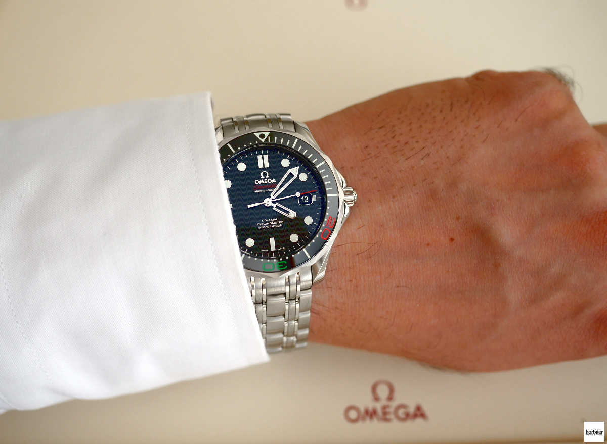 omega seamaster wrist